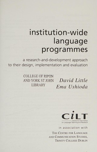 Cover of Institution-wide language programmes