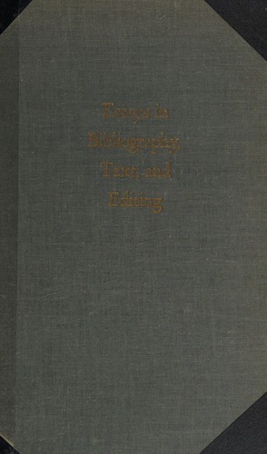 Cover of Essays in bibliography, text, and editing