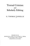 Cover of Textual criticism and scholarly editing