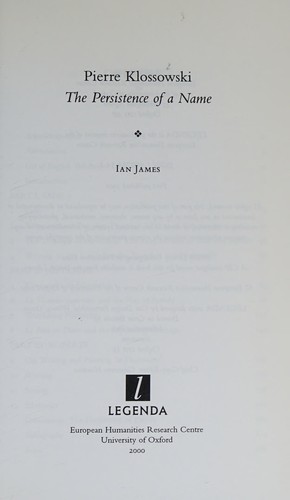 Cover of Pierre Klossowski