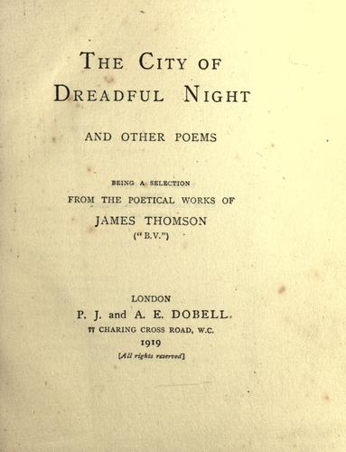 Cover of The city of dreadful night and other poems