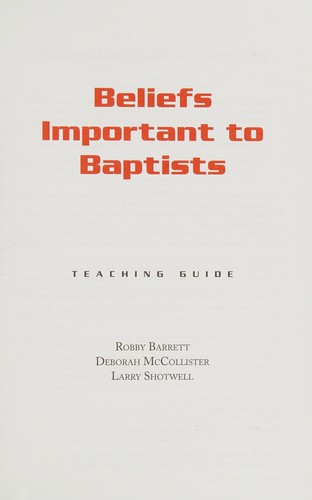 Cover of Beliefs important to Baptists