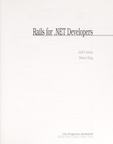 Cover of Rails for .NET Developers