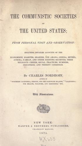 Cover of The communistic societies of the United States