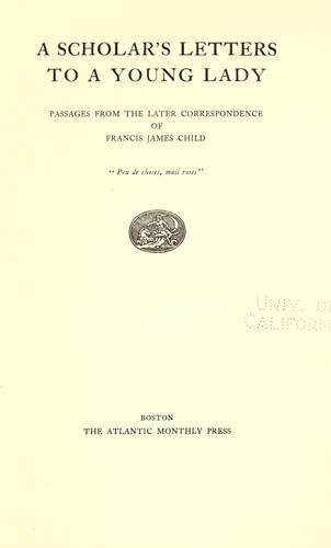 Cover of A scholar's letters to a young lady