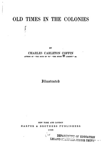 Cover of Old times in the colonies
