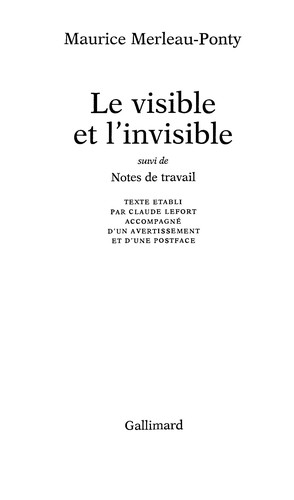 Cover of Le visible et l'invisible
