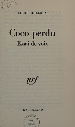 Cover of Coco perdu. Essai de voix