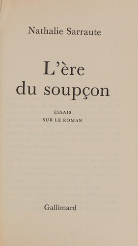 Cover of L' ère du soupçon