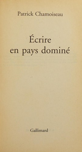 Cover of Écrire en pays dominé