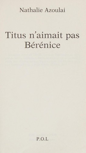 Cover of Titus n'aimait pas Bérénice
