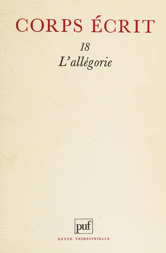 Cover of L'allégorie