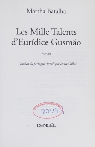 Cover of Les Mille Talents d'Eurídice Gusmão