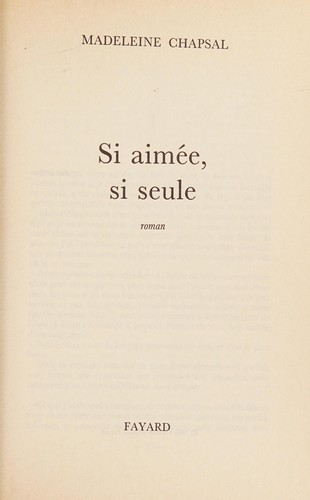 Cover of Si aimée, si seule