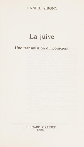 Cover of La Juive, une transmission d'inconscient