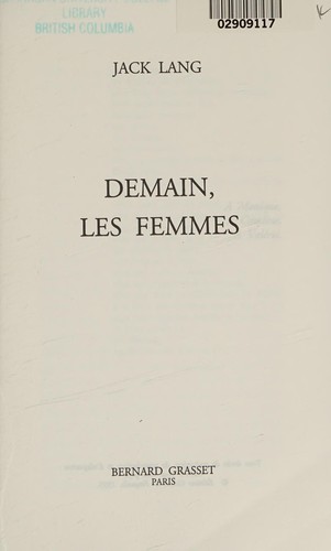 Cover of Demain, les femmes