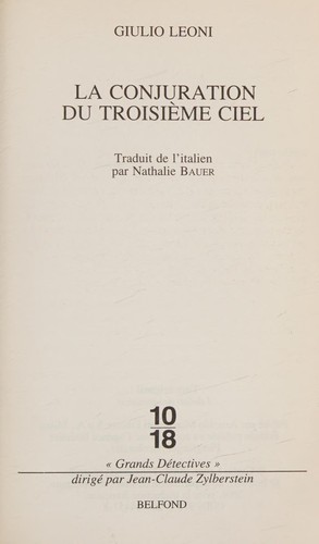 Cover of La conjuration du Troisième Ciel (French Edition)
