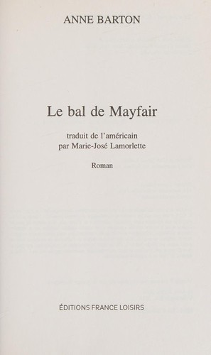 Cover of Le bal de Mayfair