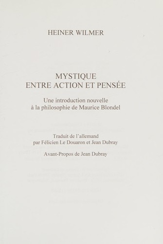 Cover of Mystique Entre Action et Pens E