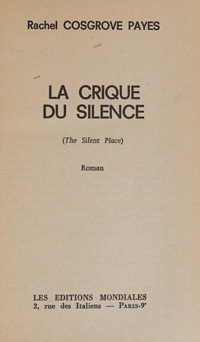 Cover of La Crique du silence