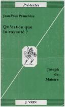 Cover of Qu'est-ce que la royauté? Joseph de Maistre