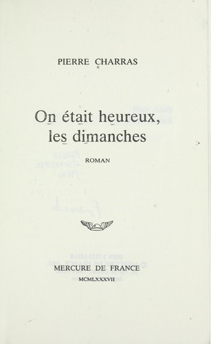 Cover of On était heureux, les dimanches