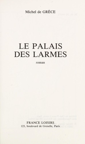 Cover of Le palais des larmes