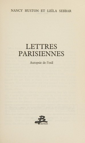 Cover of Lettres parisiennes