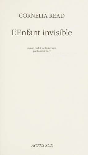 Cover of L' enfant invisible