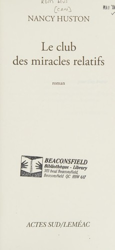 Cover of Le club des miracles relatifs