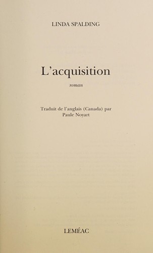 Cover of L'acquisition