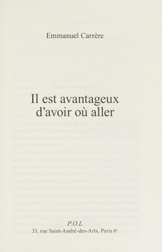 Cover of Il est avantageux d'avoir où aller
