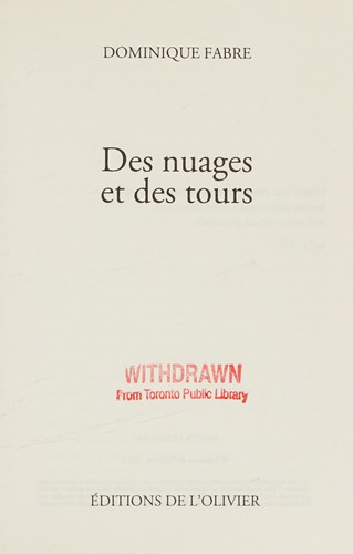 Cover of Des nuages et des tours