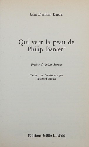 Cover of Qui veut la peau de philip banter ? (French Edition)