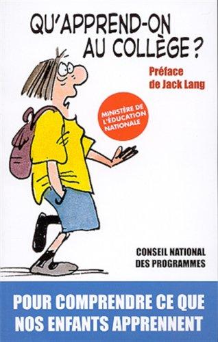 Cover of Qu'apprend-on au collège ?