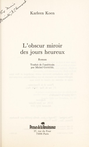 Cover of L'obscur miroir des jours heureux