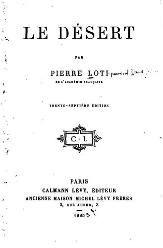 Cover of Le désert