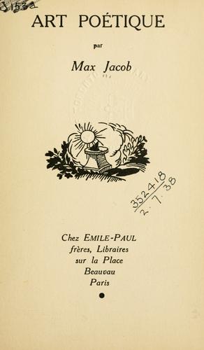 Cover of Art poétique