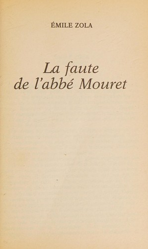 Cover of La Faute De L'abbe Mouret
