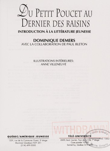 Cover of Du petit poucet au dernier des raisins