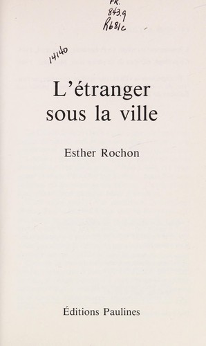 Cover of L'etranger sous la ville