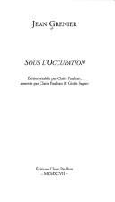 Cover of Sous l'occupation