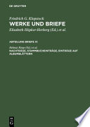 Cover of Nachträge, Stammbucheinträge, Einträge Auf Albumblättern