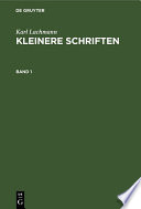 Cover of Karl Lachmann: Kleinere Schriften. Band 1