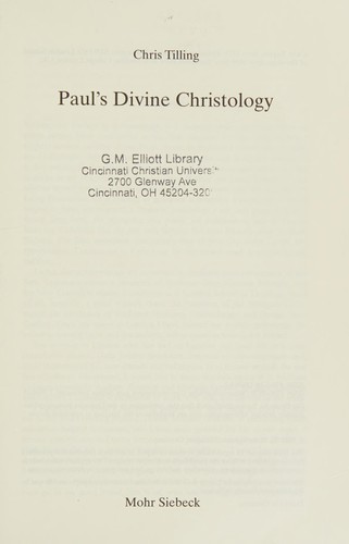 Cover of Paul's divine christology