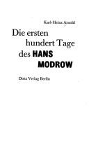 Cover of Die ersten hundert Tage des Hans Modrow