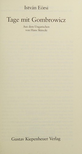 Cover of Tage mit Gombrowicz