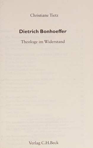 Cover of Dietrich Bonhoeffer