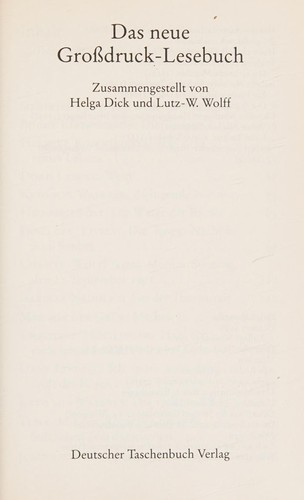 Cover of Das neue Grossdruck-Lesebuch