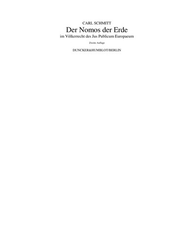 Cover of Der Nomos der Erde im Völkerrect des jus publicum Europaeum